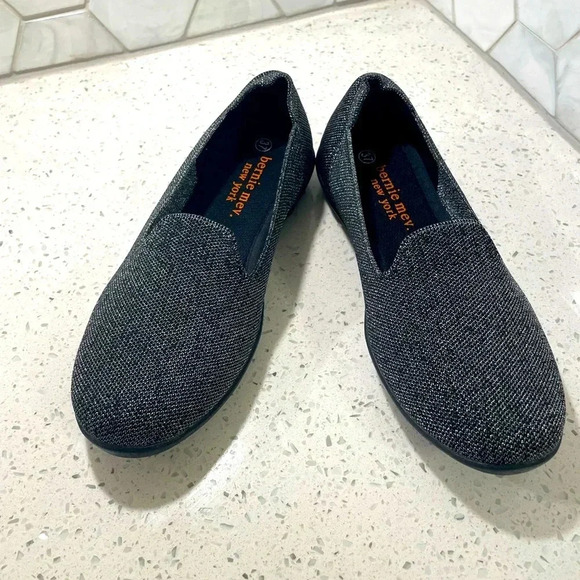 Bernie Mev Woman’s Slip On Comfort Flats Size 37 US 6.5 Black Sparkle Petra - Picture 1 of 9
